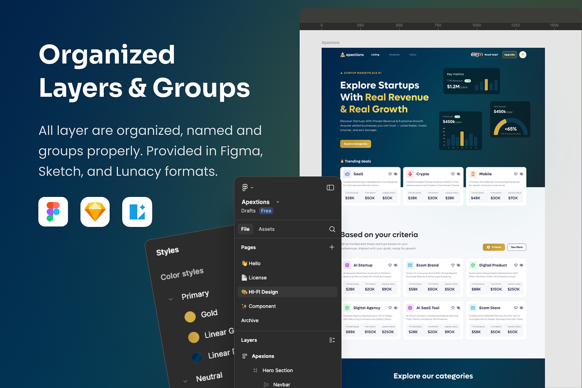 Apextions - Startup Marketplace WebKit preview 5