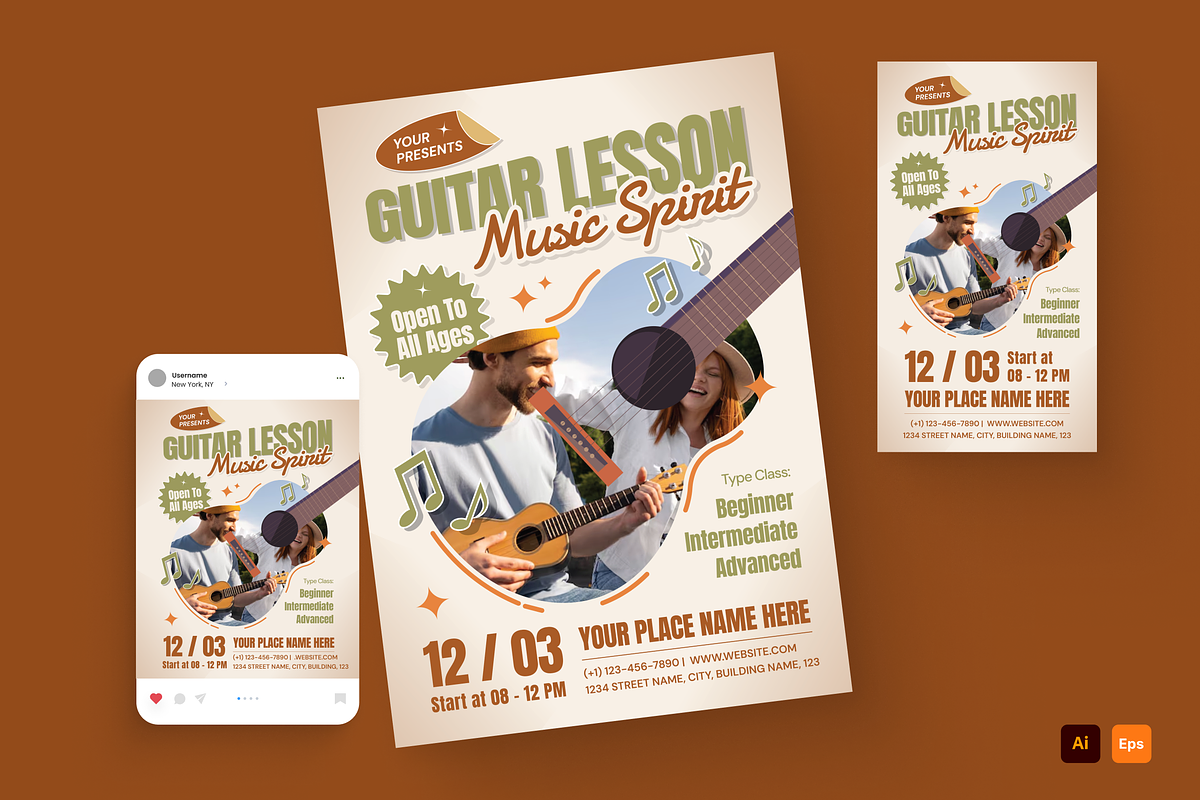 Music Lesson Promotional Flyer Set, a Flyer Template by MMPixelCraft (Photo 2 of 4)