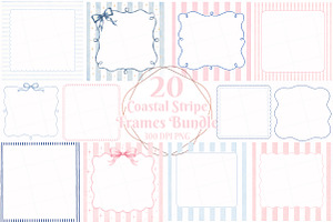 Coastal Stripe Frames PNG Bundle, a Seasonal Illustration by OK Design