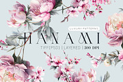 Hanami, Peonies and Sakura Patterns, a Wallpaper Graphic by Pink Linen (Thumbnail 1 of 10)
