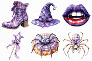 Watercolor Purple Gingham Halloween, an Illustration by Craft Nest (Thumbnail 4 of 6)