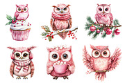 Christmas Owl Watercolor Clipart, an Illustration by Dream Creation (Thumbnail 4 of 8)