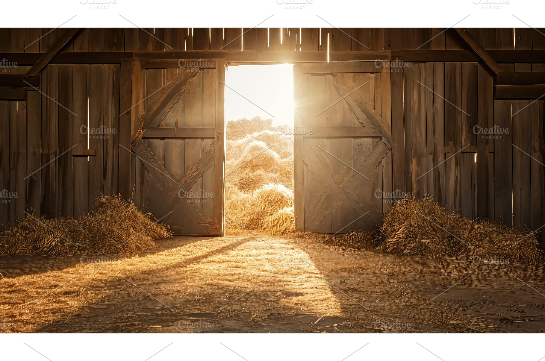 farm open barn door ai generated, an Animal Photo by pikepicture