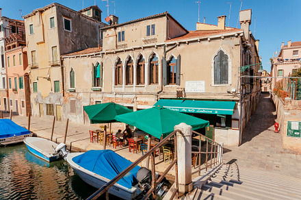 Small restaurants and water canals