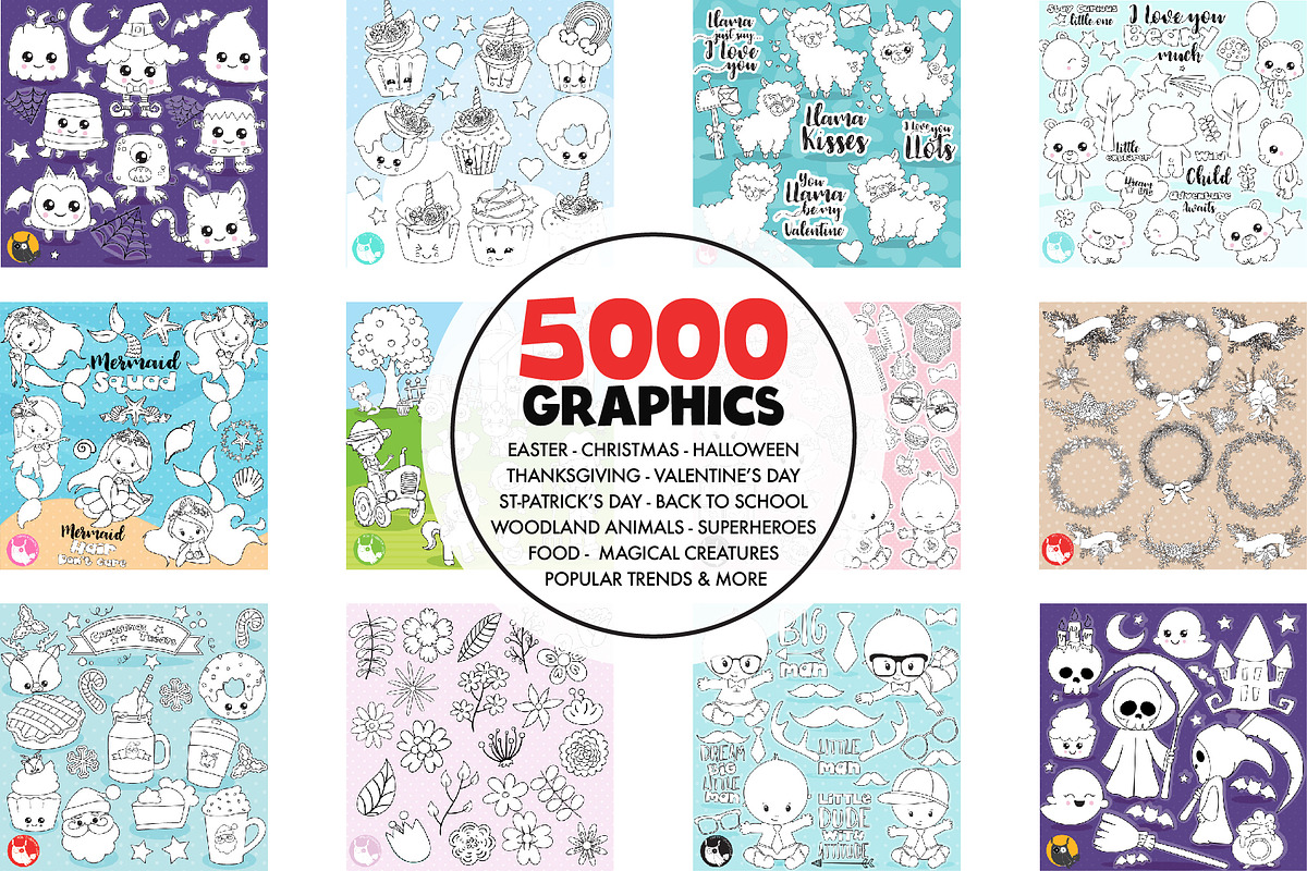 5000 in 1 - Black lines Mega Bundle, an Illustration by PrettyBundles (Photo 5 of 27)