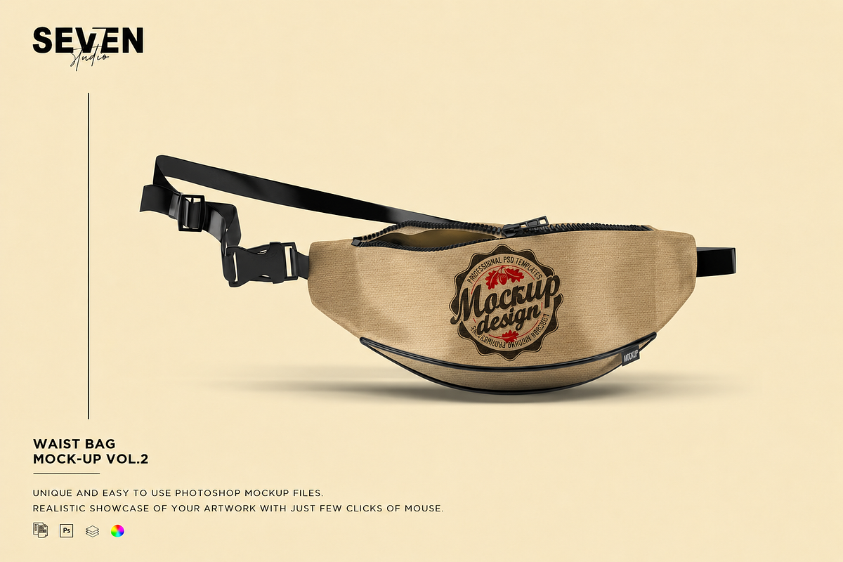 Bum Bag Mock-Up, an Advertising Mockup by Se٧enStudio (Photo 1 of 7)