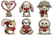 Watercolor Animals Valentine Clipart, an Illustration by Craft Nest (Thumbnail 6 of 9)