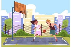 Kids summer basketball. Children, a Sport Illustration by Stock-Smart-Start