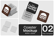 Square Coaster Mockup, a Household Mockup by Permadi Creative (Thumbnail 1 of 4)