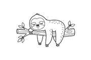Cute Sloth Line Art Bundle, an Illustration by musafir_fashion (Thumbnail 13 of 51)