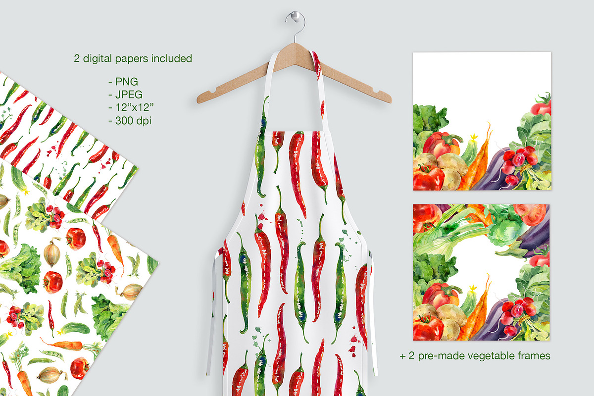 Watercolor vegetables set, a Background Graphic by Natasha Koltsova (Photo 3 of 5)