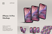 iPhone 14 Pro Mockup, an iPhone Mockup by graphicpages (Thumbnail 1 of 18)