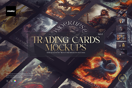 Trading Cards Mockup Set v.5, a Merchandise Mockup by creatsy5