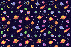 Space, Planets And Stars Pattern