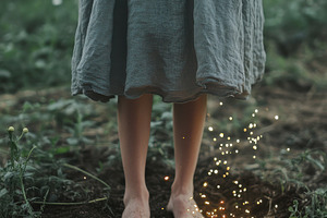 Barefoot Woman Connecting with Earth, a Nature Photo by Virgo Studio
