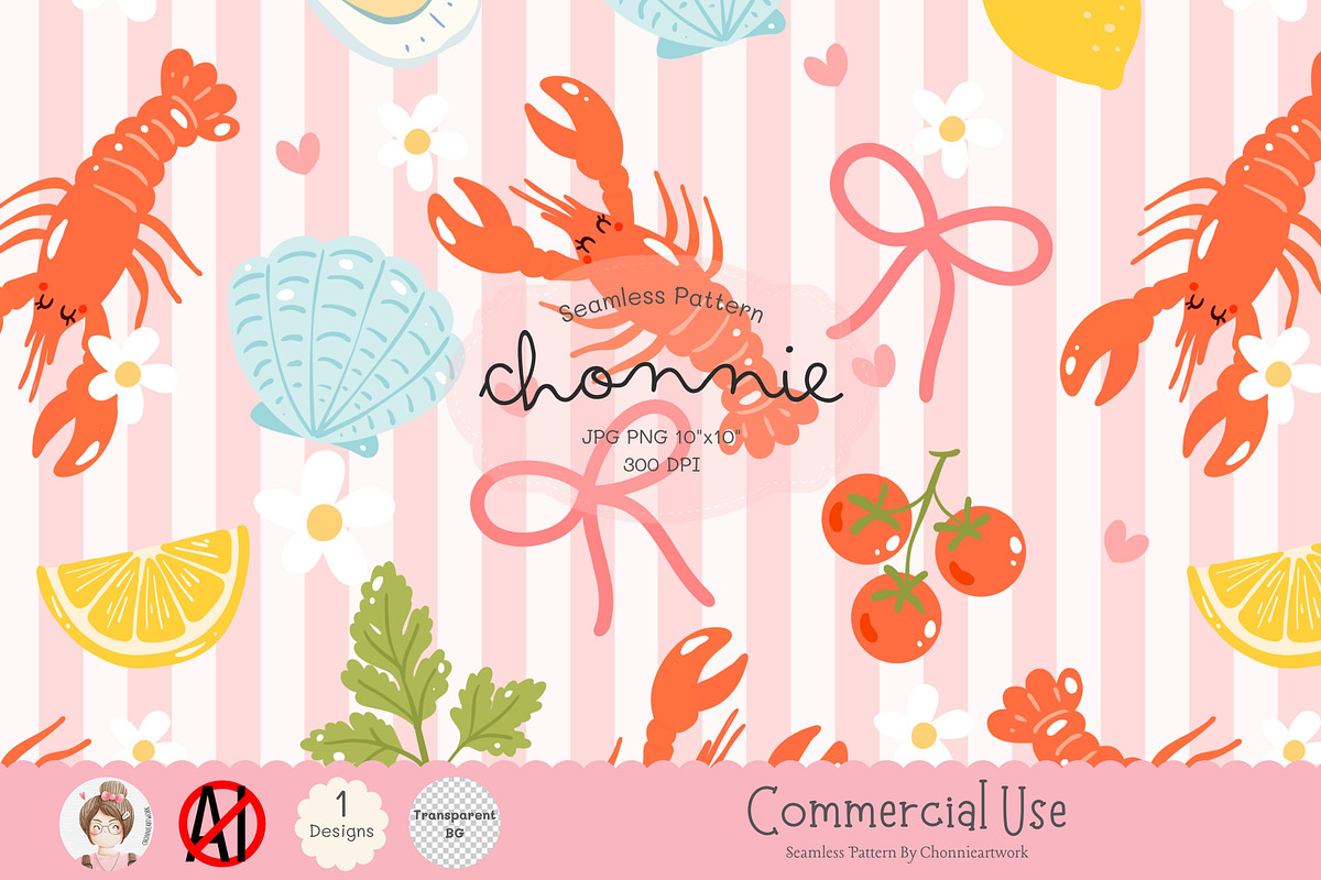 Coastal Lobster Seamless Pattern, a Pattern Graphic by Chonnieartwork (Photo 1 of 5)