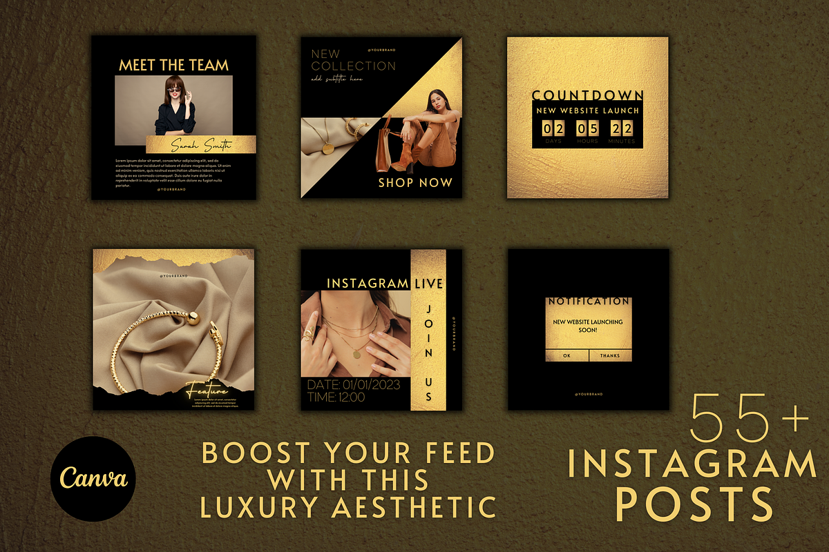 Black Gold Instagram Templates, a Social Media Template by Faytemplates (Photo 2 of 10)