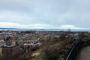 Panoramic city view of Edinburgh, Scotland, UK from a hilltop promenade overloo, a Photo by AS photostudio