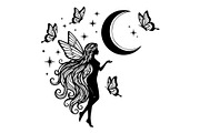 Fairy Moon Butterfly Silhouette, an Object Illustration by Gaye Art (Thumbnail 9 of 31)