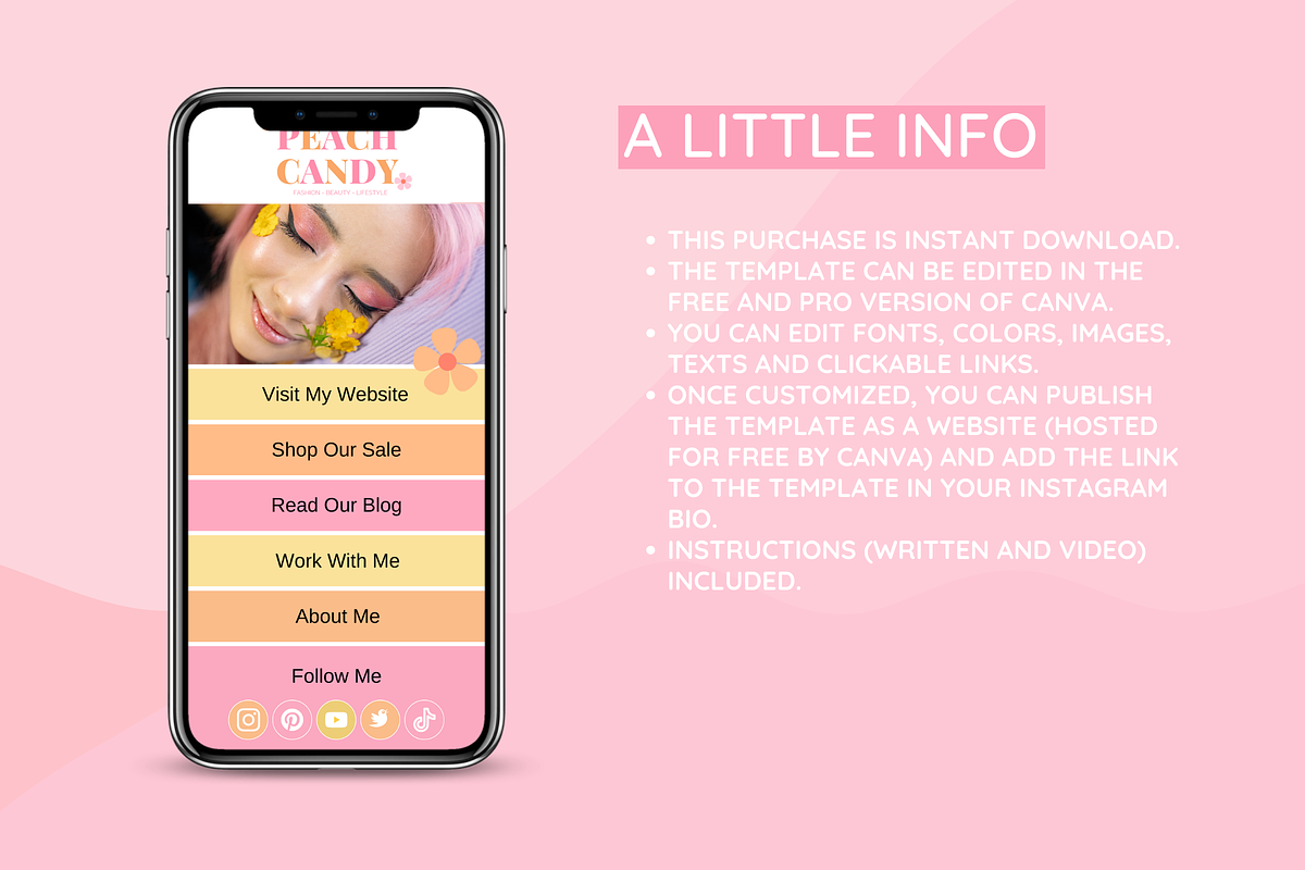 Pastel Link in Bio Template, a Landing Page Template by SunshineStudioBoutique (Photo 3 of 9)