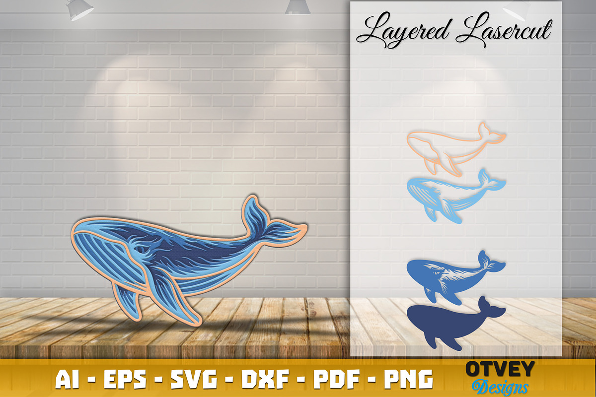 Ocean Animals Laser Cut SVG Bundle, an Animal Illustration by OTVEY DESIGN (Photo 4 of 5)