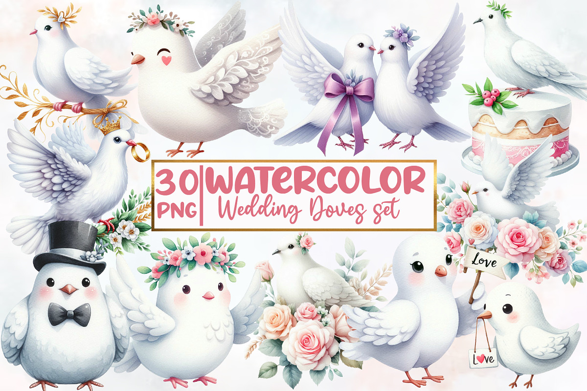 Wedding Doves Clipart, an Illustration by Designworld (Photo 1 of 5)