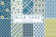 Blue Sage Digital Paper, a Pattern Graphic by Clover & Lilly (Thumbnail 1 of 4)