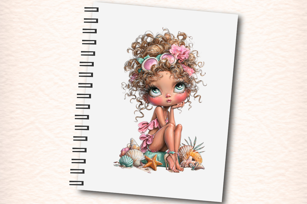 Whimsical Summer Beach Girl Clipart, an Illustration by Digital Artistic99 (Photo 6 of 11)