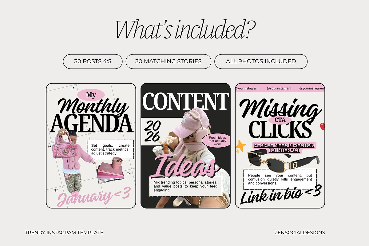 Trendy Instagram Templates, a Social Media Template by ZenSocialDesigns (Photo 3 of 9)