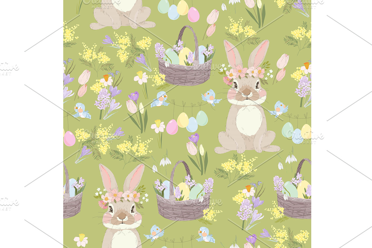 Seamless Pattern with Easter Bunny, an Illustration by Maria Starus