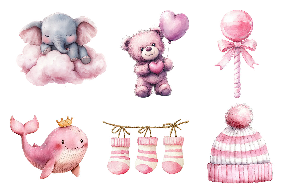 Pink Baby Girl Nursery Clipart, an Icon by CreationArt (Photo 5 of 5)
