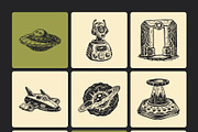 Vintage Alien Illustration Set, a Technology Illustration by Prosymbols (Thumbnail 10 of 10)