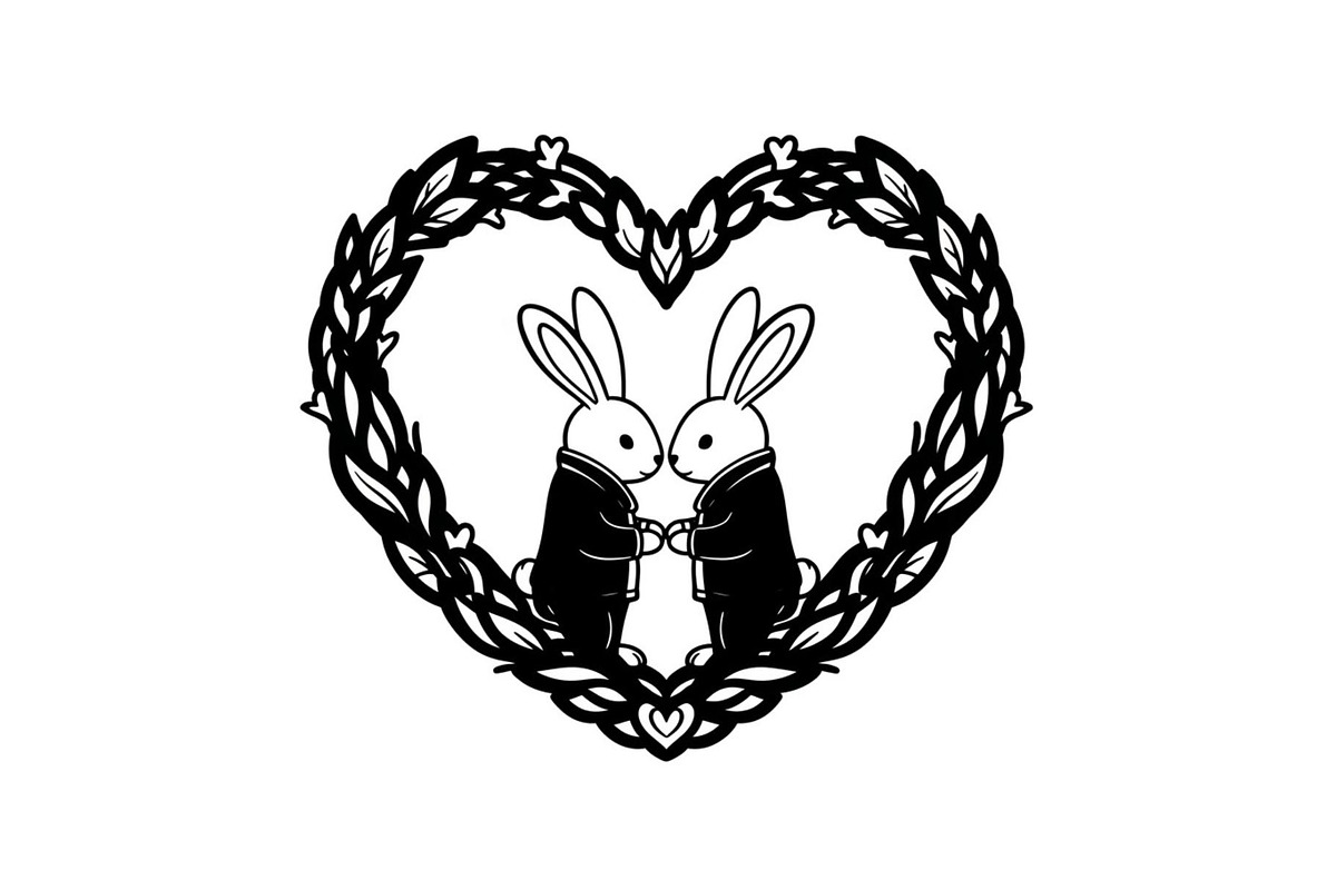 Cute Bunny Love Silhouette Icons, an Illustration by Creativeshirt (Photo 3 of 51)