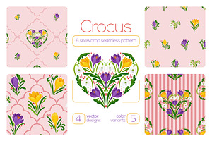 Crocus & Snowdrop Seamless Patterns