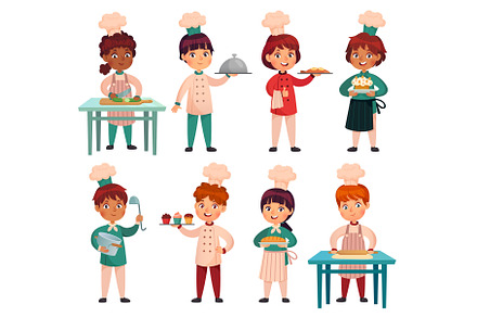 Cartoon children in chefs uniforn