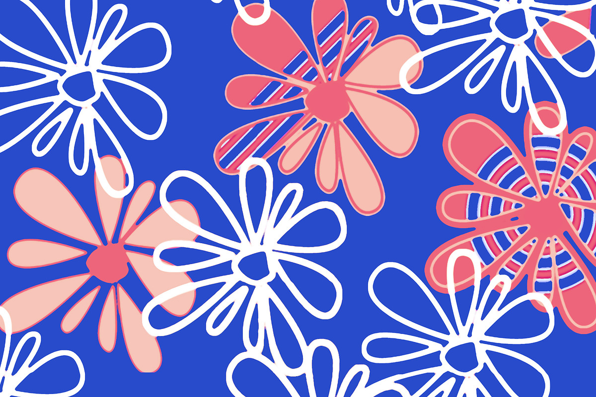 Pink and Blue Punky Floral Seamless, a Pattern Graphic by Sharon Schwalbe (Photo 2 of 2)