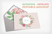 Invitation+Envelope Editable Mockup, a Print Template by Hype Your Prints (Thumbnail 1 of 4)
