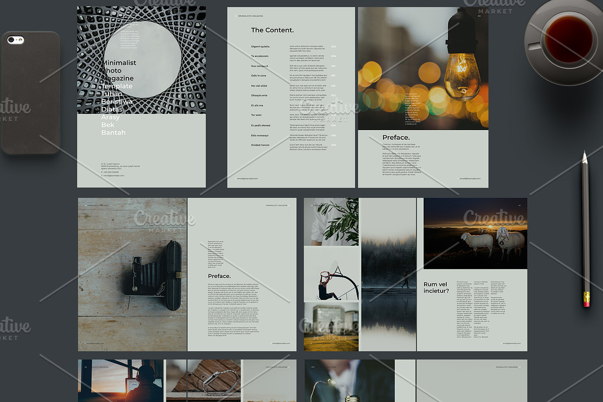 Grey Photo Album Magazine Layout, a Magazine Template by Bizz_District ...