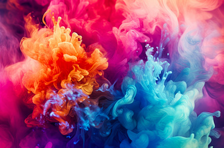 Color explosion. Rainbow colored ink