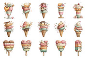 Summer Ice Cream Clipart, an Illustration by Design Market (Thumbnail 3 of 5)