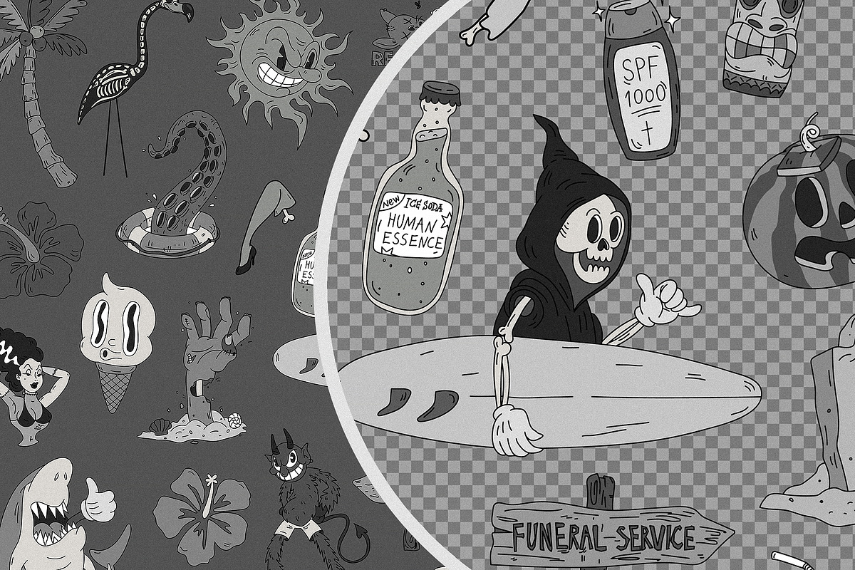 Halloween Сreepy Beach Collection, a Seasonal Illustration by Kokoshka (Photo 8 of 16)