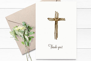 Watercolor Floral Cross Clipart