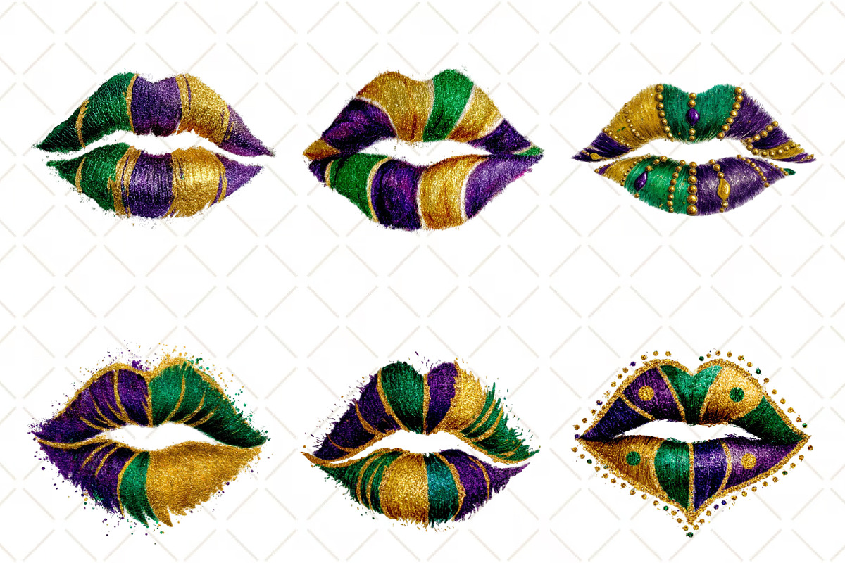 Mardi Gras Lips Clipart Mardi Gras, an Illustration by Black Bird Studio (Photo 6 of 6)