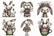 Whimsical Garden Bunny Clipart Set, an Illustration by Libby Wishes (Thumbnail 5 of 7)