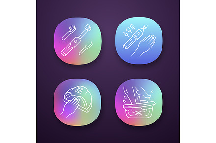 Beauty devices app icons set, an Outline Icon by bsd studio