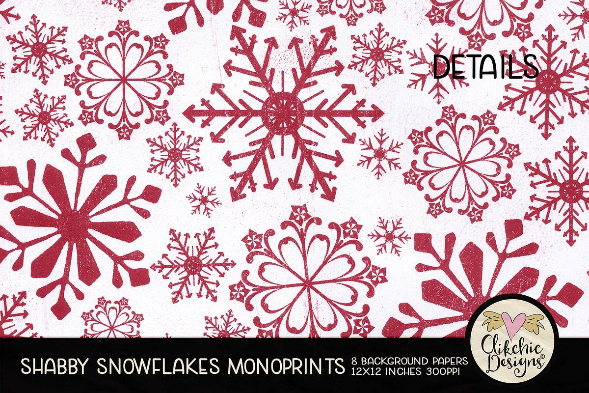 Shabby Snowflake Christmas Papers, a Texture Graphic by Clikchic Designs (Photo 3 of 6)