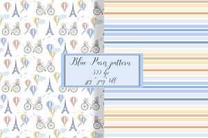Watercolor Paris Seamless Patterns