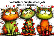 Valentines Whimsical Cats Clipart, an Illustration by Dream Creation (Thumbnail 1 of 6)