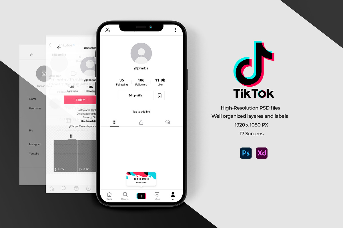 Tik Tok Mockup Template, a Device Mockup by Designer Dude (Photo 1 of 4)