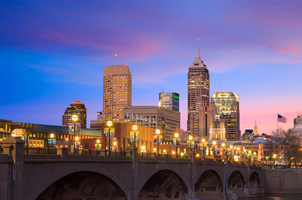 Indianapolis skyline sunset stock photo containing indiana and twilight, an Architecture Photo by f11photo